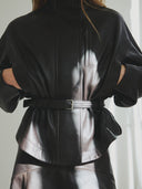 JACQUEMUS THE CIRO BELTED LEATHER JACKET DARK BROWN
