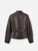 JACQUEMUS THE CIRO BELTED LEATHER JACKET DARK BROWN
