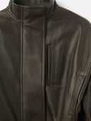 JACQUEMUS THE CIRO BELTED LEATHER JACKET DARK BROWN