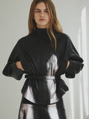 JACQUEMUS THE CIRO BELTED LEATHER JACKET DARK BROWN
