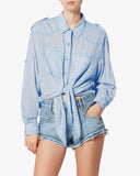 ISABEL MARANT ÉTOILE VALIANE TIE-UP SHIRT LIGHT BLUE