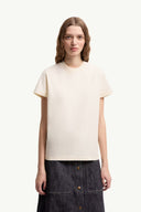 MONCLER TONAL EMBROIDERED T-SHIRT ECRU