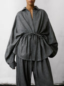 THE LATEST DALIDA FLANEL WOOL SHIRT GREY