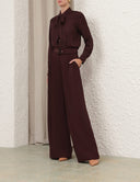 ZIMMERMANN LUNA WOOL TAILORED WIDE LEG TROUSER MAHOGANY