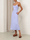 ZIMMERMANN LUNA MIDI DRESS SKY BLUE
