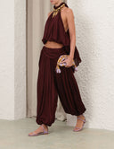 ZIMMERMANN LUNA DRAPED HAREM TROUSER WINE
