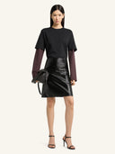 COURRÈGES VINYL KNEE-LENGTH SKIRT BLACK