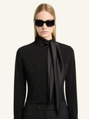 COURRÈGES SATIN SCARF COLLAR SHIRT BLACK