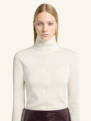 COURRÈGES ZIPPED MERINO WOOL CARDIGAN HERITAGE WHITE