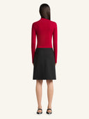 COURRÈGES ZIPPED MERINO WOOL CARDIGAN RED