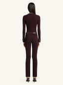 COURRÈGES CONTRASTED VINYL AND KNIT CARDIGAN BURGUNDY