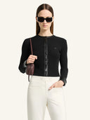 COURRÈGES CONTRASTED VINYL AND KNIT CARDIGAN BLACK