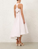 ZIMMERMANN LUNA APPLIQUE BIRDS MIDI DRESS IVORY