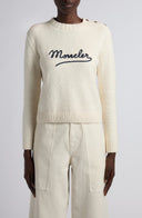 MONCLER EMBROIDERED LOGO PULL ECRU