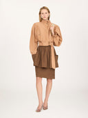 CHLOÉ GATHERED CROPPED JACKET REEF SHELL