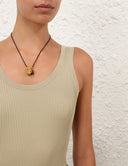 ZIMMERMANN MAHON SCOOP TANK TOP LIGHT KHAKI