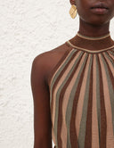 ZIMMERMANN HYPNOTIC HALTER TOP METALLIC STRIPED