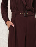 ZIMMERMANN LUNA WOOL TAILORED WIDE LEG TROUSER MAHOGANY