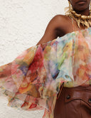 ZIMMERMANN LUNA FANNED CAMISOLE SPLICED FLORAL