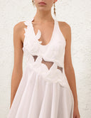 ZIMMERMANN LUNA APPLIQUE BIRDS MIDI DRESS IVORY