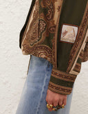 ZIMMERMANN MAHON HOODED SHIRT OLIVE PAISLEY