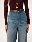CHLOÉ ICONIC LOGO BELT CRAFTY BROWN