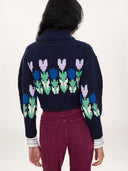 CHLOÉ CROPPED MOCK-NECK KNIT DARK NAVY