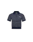 MONCLER COTTON BLEND BOUCLÉ CRÊPE STRIPED POLO