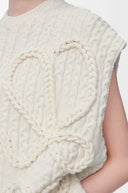 LOEWE ANAGRAM CABLE-KNIT DEBARDEUR WHITE