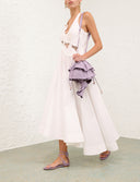 ZIMMERMANN LUNA APPLIQUE BIRDS MIDI DRESS IVORY