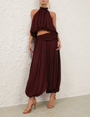 ZIMMERMANN LUNA DRAPED HAREM TROUSER WINE
