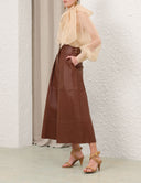 ZIMMERMANN MEMENTO ORGANZA BLOUSE SEPIA