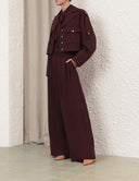 ZIMMERMANN LUNA WOOL TAILORED WIDE LEG TROUSER MAHOGANY
