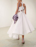 ZIMMERMANN LUNA APPLIQUE BIRDS MIDI DRESS IVORY