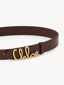 CHLOÉ ICONIC LOGO BELT CRAFTY BROWN