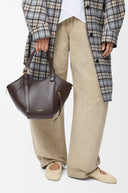 LOEWE HAMMOCK FLIP BAG DARK CHESTNUT