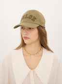CHLOÉ SIGNATURE LOGO CAP KHAKI