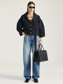 GIVENCHY CROPPED COCOON JACKET BLACK