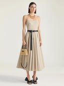 GIVENCHY SLICED A-LINE DRESS BEIGE