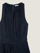 GIVENCHY LONG ASYMMTRIC POPLIN DRESS DARK BLUE