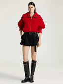 GIVENCHY ZIP UP HIGH NECK CARDIGAN RED
