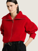 GIVENCHY ZIP UP HIGH NECK CARDIGAN RED