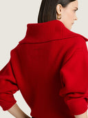 GIVENCHY ZIP UP HIGH NECK CARDIGAN RED