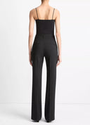 VINCE BELTED HIGH WAIST SLIM FLARE TROUSER BLACK