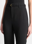 VINCE BELTED HIGH WAIST SLIM FLARE TROUSER BLACK