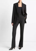 VINCE BELTED HIGH WAIST SLIM FLARE TROUSER BLACK