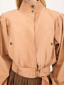 CHLOÉ GATHERED CROPPED JACKET REEF SHELL