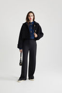 PATOU CROPPED RIB WAIST JACKET BLACK