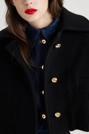 PATOU CROPPED RIB WAIST JACKET BLACK