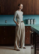VINCE CAMILLE MID RISE WIDE LEG TROUSER WHEATSTONE